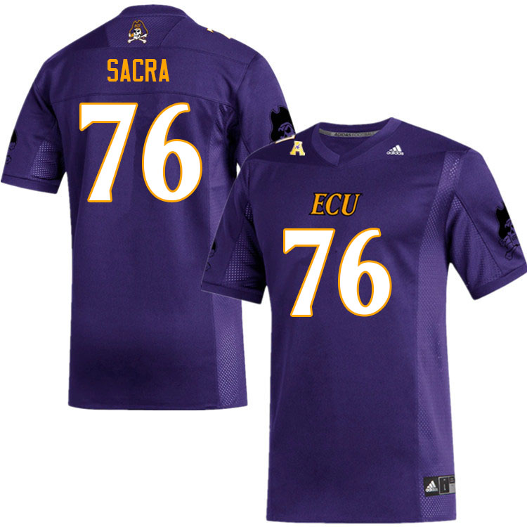 Men #76 Jacob Sacra ECU Pirates College Football Jerseys Sale-Purple